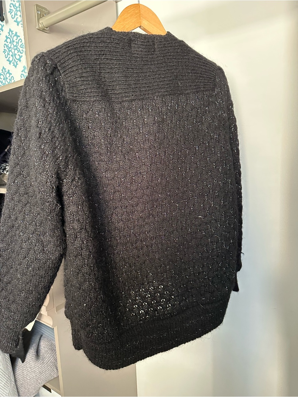 Metallic Black Open-Front Women’s Cardigan Sweater jacket - Picture 8 of 8